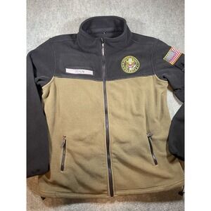 The U.S. Army Fleece Jacket XL Black Green USA Flag Patch Allen Full Zip